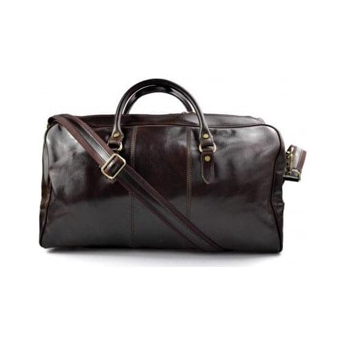 Mens leather duffle bag dark brown shoulder bag travel bag luggage weekender carryon cabin bag