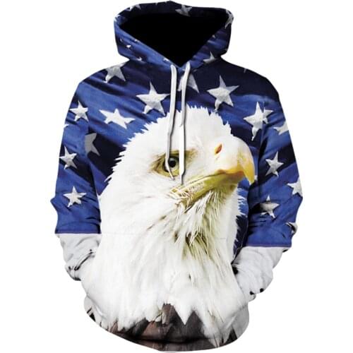 USA flag eagle hoodie mens streetwear 3D hoodie animation 3D printed hoodies sweatshirt animal mens womens casual pullove