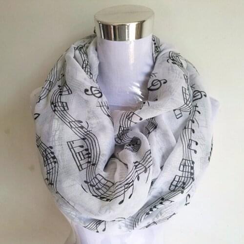 Music Note Print Soft Ring Scarf Fashion Women Cotton Neck Wrap Shawl Stole Neckerchief Spring Autumn Infinity Scarves for Women