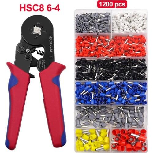 HCS8 6-4A Crimp Wire Ferrules Kit Hexagonal Sawtooth Ratchet Crimping Set Wire Terminal Crimper Connector Plier Set