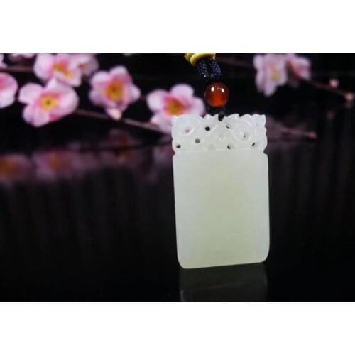 Natural hetian white jade handcarved safe good luck pendant simple retro pendant temperament jewellery fashion for women men