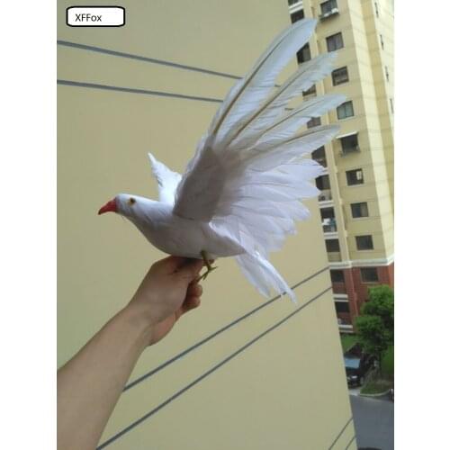 New real life white pigeon model foam&feather wings dove bird doll about 30x45cm xf0040