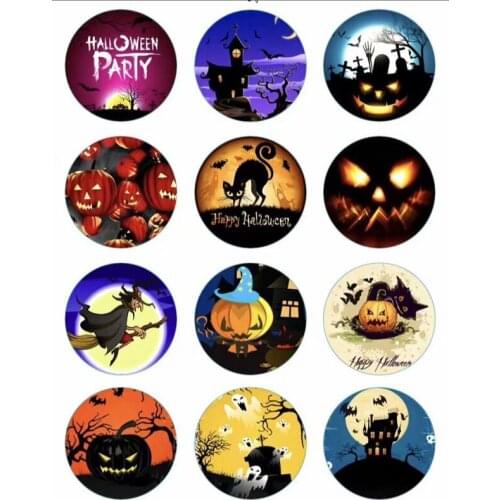 50PCS Charm All Saints' Day Alloy Snap Button Charms Time Gem Jewelry For 18MM DIY Button Snap Bracelet Necklace