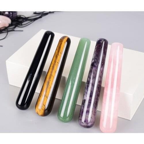 Wholesale Massage Wand Yoni Natural Crystal Mineral Quartz Acupoint Pen Face Care Tool Relax Body Beauty Health Massagestick