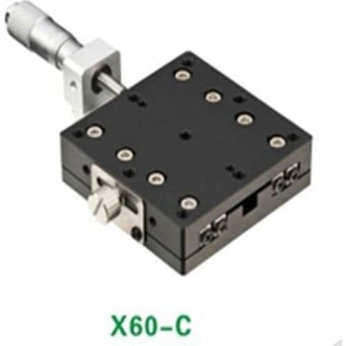 X Axis 60X60mm Platform Precision Bearing Linear Stage Central Micrometer
