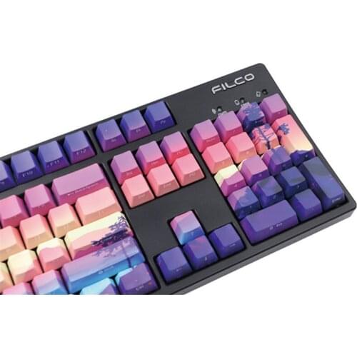 Full Five-Sided Sublimation Sunset Stars Theme Keycap PBT Material Keycap OEM Height 110 Keys For Mechanical Keyboard
