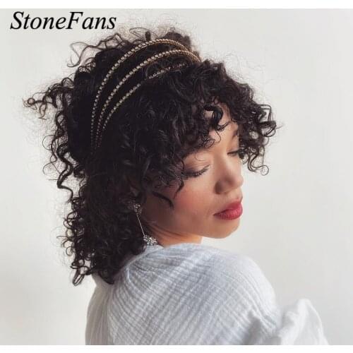 Stonefans Hair Accessories Rhinestone Tiara and Crown Bridal Headband Crystal Hairpin Jewelry for Women Wedding Party Hair Chain