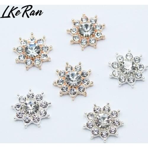 NEW 10Pcs 15mm Silver/Gold Star Alloy Rhinestone Buttons For Hair Flower Center Decoration Wedding Invitation Accessories