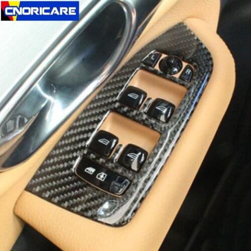 Carbon Fiber Car Window Glass Lifting Buttons Panel Decoration For Volvo XC90 S90 2016-18 LHD Interior Sticker