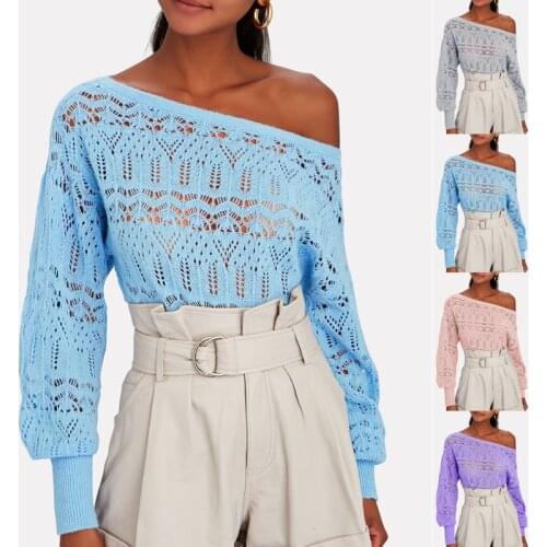 2021 autumn and winter new womens hollow pullover sweater long-sleeved sweater women fall sweaters for women