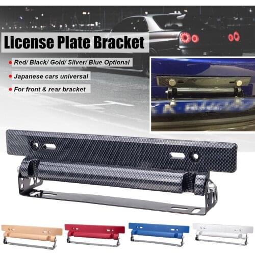 Adjustable Universal Car Rear Carbon Fiber License Number Plate Holder Bracket Frame