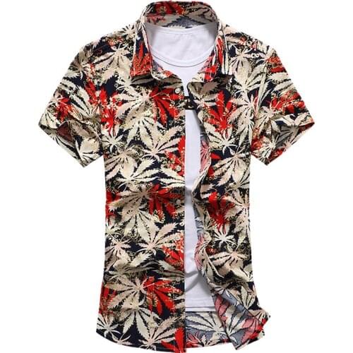2021 Styles Summer Shirt Men Casual Short Sleeve Mens Floral Shirts Hawaii Casual Male Flower Print Beach Holiday 6XL 7XL