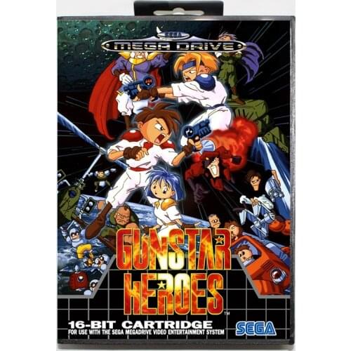Sega MD games card - Gunstar Heroes with box for Sega MegaDrive Video Game Console 16 bit MD card