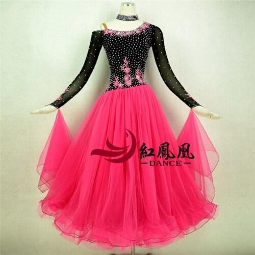 Standard Ballroom Dress Women New Of 2017 Custom Made High-necked Long Sleeved Waltz Ballroom Dance Competition Dresses