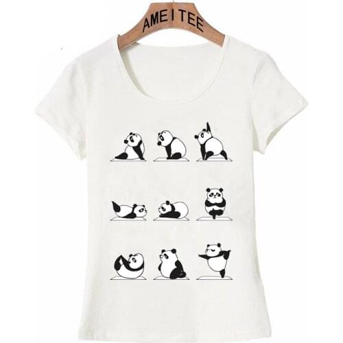 Super cute panda exercise yog-a T shirt summer fashion Women T-shirt lady casual funny animal print Tops girl lovely Tee shirt
