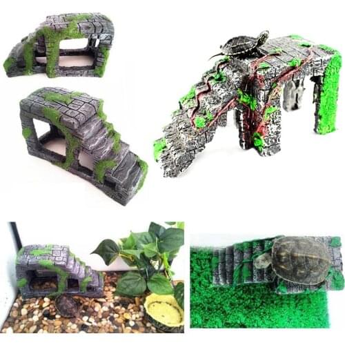 Fish Tank Decorations Resin Stone Island Non-toxic Turtle Climbing Terrace Aquarium Decoration Landscape Aquarium Accessories