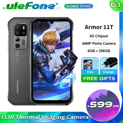 Ulefone Armor 11T 5G Smartphone MT6873 8GB RAM 256 ROM 6.1-inch HD+ 48MP Penta Camera 5200mAh FLIR Thermal lmaging Camera Phone
