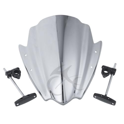 Universal Motorcycle Windshield Windscreen W/ Bracket Mount Bar For Harley Honda Suzuki Yamaha FZ1 FZ6 FZR YZF R1 R6 R6S 600