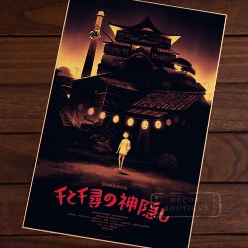 Spirited Away Japanese Art Room Frame Vintage Kraft Decorative Poster DIY Wall Canvas Sticker Delicate Home Bar Decor Gift