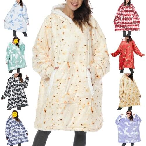 Womens winter blanket Hoodie, wide home clothes, extra large wool snowflake / Tie Dyed Hoodie, long sleeve Pullover Sweatshirt