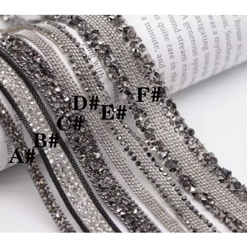 Hotfix Rock Diamond Crystal Ribbon Trimming Width Rhinestone Chain Tape Fabric Applique Banding for Accessories