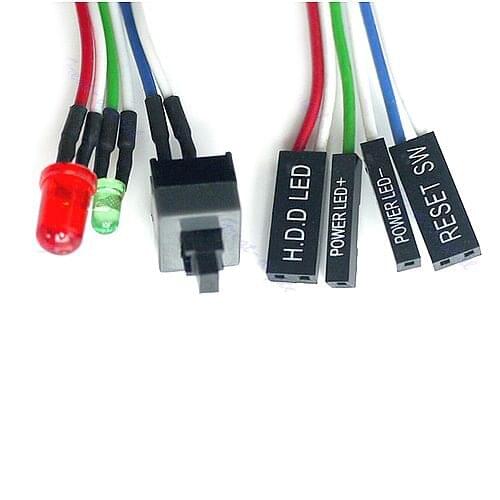 10pcs/lot PC Desktop computer chassis switch reset button hard disk status LED Power LED cable 65cm