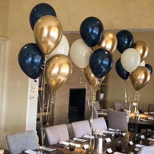 100/Pack 10 Inch Party Balloons Navy Blue Gold Latex Balloons for Weddings Birthday Party Bridal Shower Party Decoration