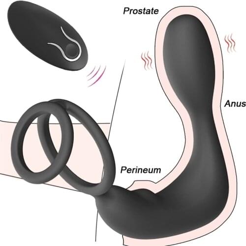12 Speeds Double Ring Prostate Massager Vibrator Wireless Remote Adult Products Delay Ejaculation Erotic Ring Sex Toy For Men