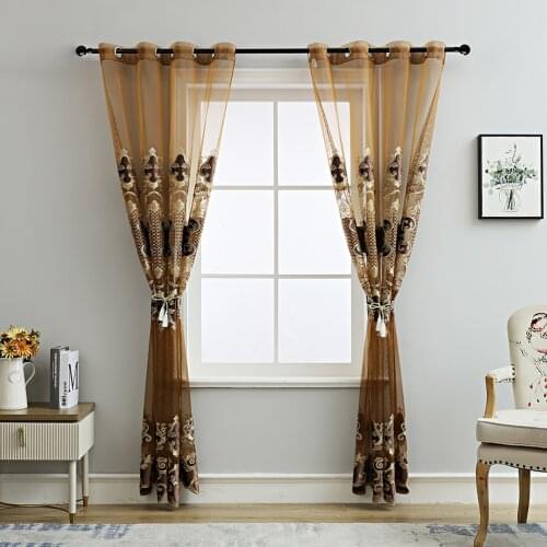 2 Pieces Modern Tulle Curtains for Living Room Romantic Sheer for Bedroom Window Treatments Veiling Curtain in Kitchen