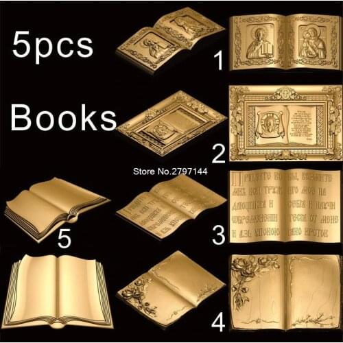 5PCS Book 3d model STL relief for cnc STL format Religious 3d model for cnc stl relief artcam vectric aspire