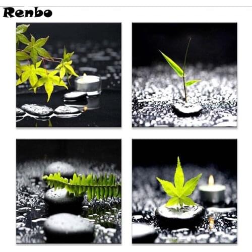 Green leaves Diamond Embroidery Painting Landscape Full Square Diamond Painting Cross Stitch DIY 5D Diamond Mosaic 4PCS