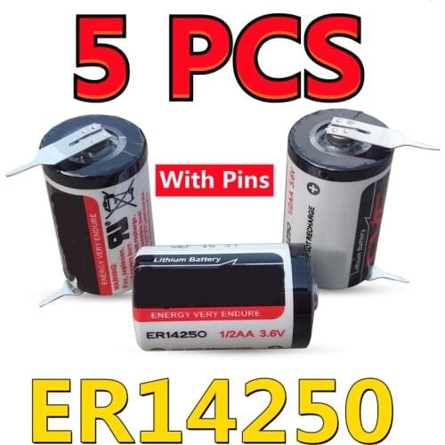 5PCS Original NEW For EVE ER14250 Gas / Water Meter Memory Backup RFID 1/2AA 3.6V Lithium Battery With Pins