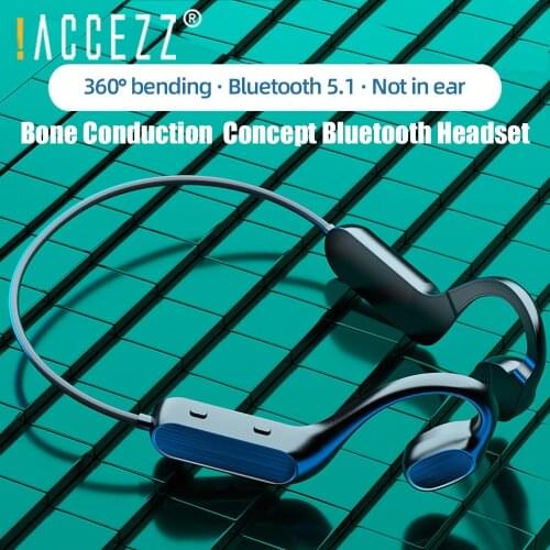 !ACCEZZ Bone Conduction Headphones Bluetooth 5.1 Wireless Headphone With Mic Noise Cancelling Waterproof Sport Handsfree Headset