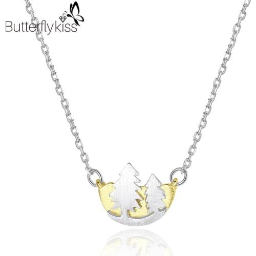BK 2021 Trendy Flower Pendant Necklace For Women Real 925 Sterling Silver 8*11mm Wedding Female Jewelry Gift To Girlfriend