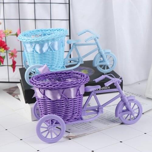 Big Wheel Round Basket Rattan Floats Flower Vase Flowerpots Containers Small Flower Bike/Flower Pot 3 styles