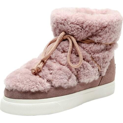 Brand Women Fur Ankle Snow Boots Girls Winter Warm Waterproof Shoes Russia Female Outdoor Casual Female Flats Booties 2020 New