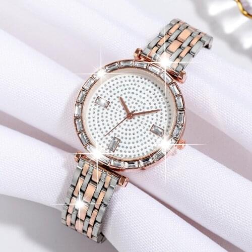 Fashion Women Luxury Rhinestone Shiny Small Round Dial Buckle Wristwatch Watch Gift Feminino uartz Wrist Watch Clock reloj mujer