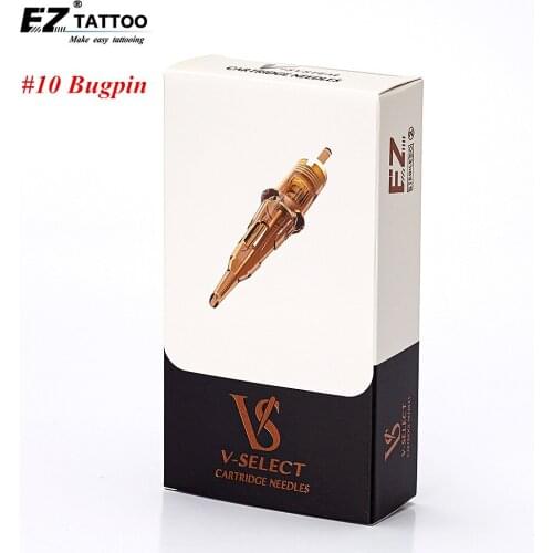 EZ V System Tattoo Needle Cartridges #10 Bugpin (0.30 MM) Round Liner Safety Elastic Membrane for Rotary Machine 20PCS/Box