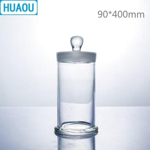 HUAOU 90*400mm Specimen Jar with Knob and Ground-In Glass Stopper Medical Formalin Formaldehyde Display Bottle
