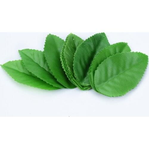 100pcs Fake green leaves artificial plants diy gift Christmas wreath flowers for scrapbooking wedding home decor silk roses leaf