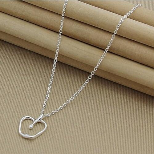 2019 New Fashion 925 Silver Necklace Lovely Hollow Apple Pendant Necklaces Romantic Silver Jewelry