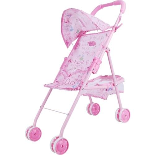 ABS Plastic Doll Stroller (Iron Support Frame) Baby Doll Carriage, Pretend Play Toy for Toddlers Little Girls Boys Children