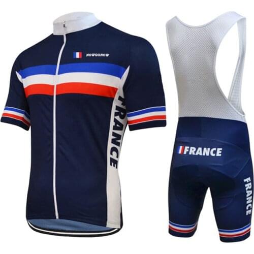 France flag pro team cycling jersey suit men summer short sleeve retro cycling clothing & bib shorts breathable 3D Gel Pad