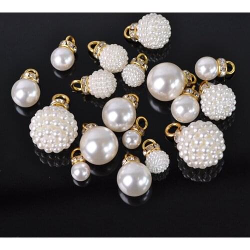 Round Bubbles Gold ABS Imitation Crystal Rhinestones Pearl Pendant DIY Earring Findings