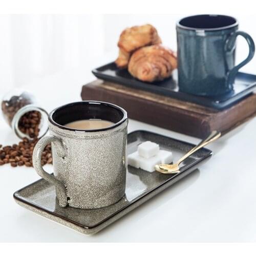 COOL Mark Cup Breakfast Coffee Cup Creative Cool Ceramic Water Cup Simple Japanese Retro Belt Handle Coffee Mug Travel Mug
