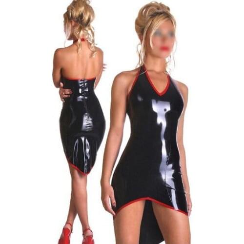 Summer dress Sexy Latex Dress Black Rubber Vestidos Nightclub Wear Plus Size Hot Sale