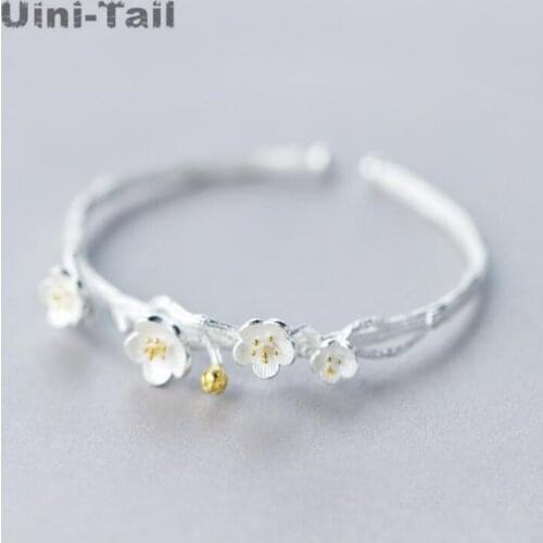Uini-Tail hot new product creative 925 sterling silver plum blossom open bracelet fashion tide flow high quality jewelry