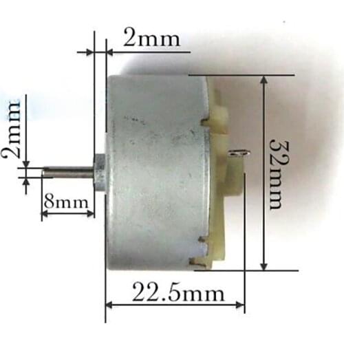 RF-500TB 4.5V-9V Micro DC Motor for Police Lights, Aerosol Dispensers, Mixing Cups Water Meters 4350-8700 rpm Shaft Diameter 2mm