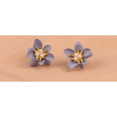 Fashion Creative Sweet Cute Purple Color Flower Earrings Trendy Modern Womens Jewelry Exquisite Ear Accessories