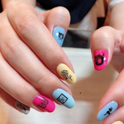 New arrived Fashion Water Decals Nail Art Stickers black butterfly flower Nails Sticker Decorations Manicure Z0140